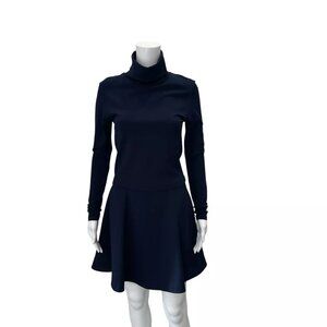 Athé Navy Blue Turtleneck Fit & Flare Dress Size Small